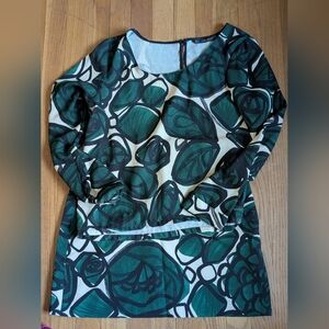 Zara Basic Green and Black Abstract Top
